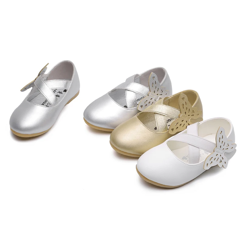 Милые детские туфли принцессы с бабочками для девочек мягкие танцевальные на