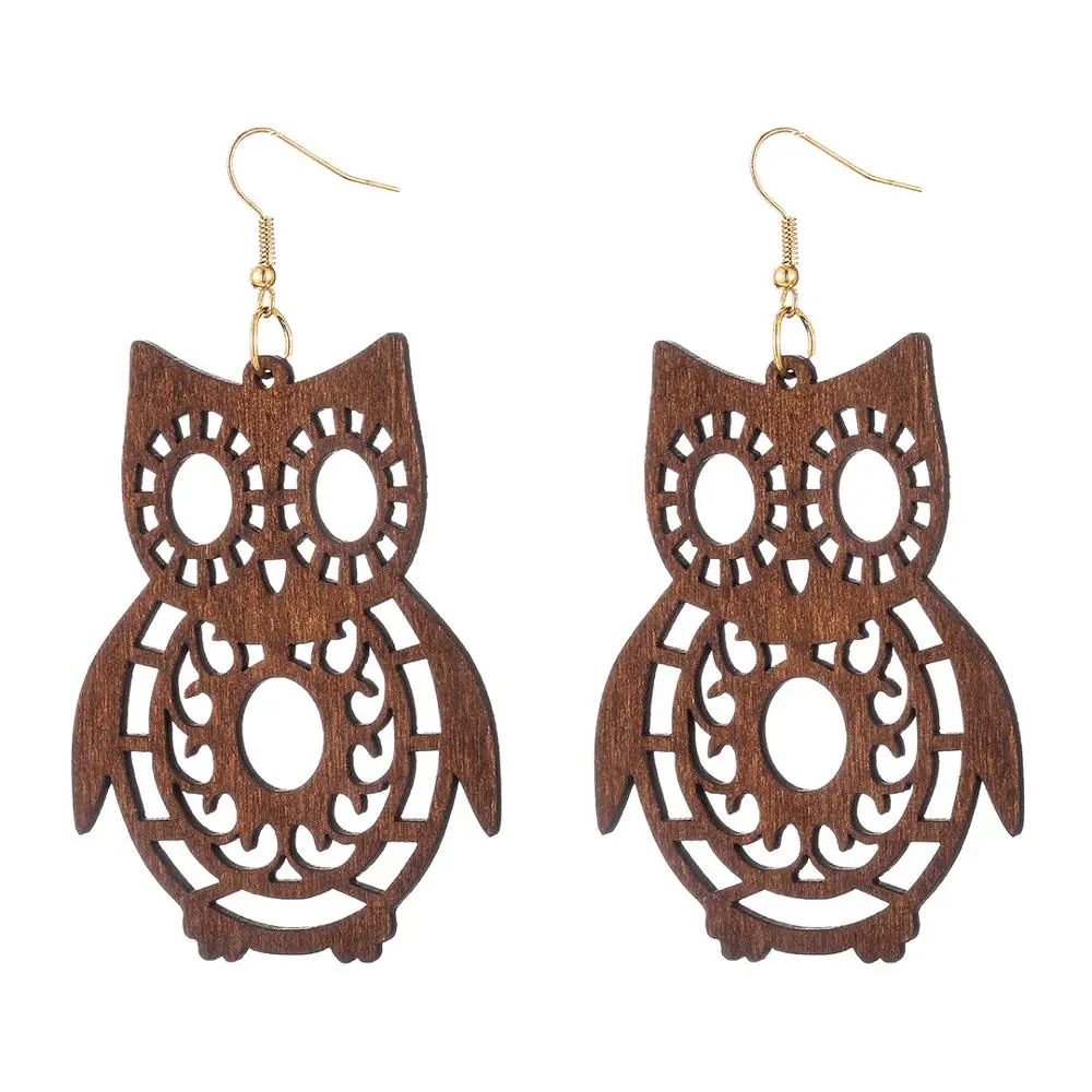 Женские длинные серьги подвески из натурального дерева в этническом