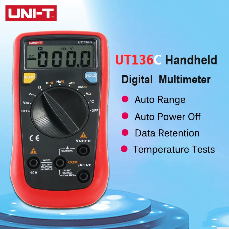 UNI T UT136C Авто Диапазон Цифровой мультиметр Тесты er AC DC Напряжение тока диодный Гц