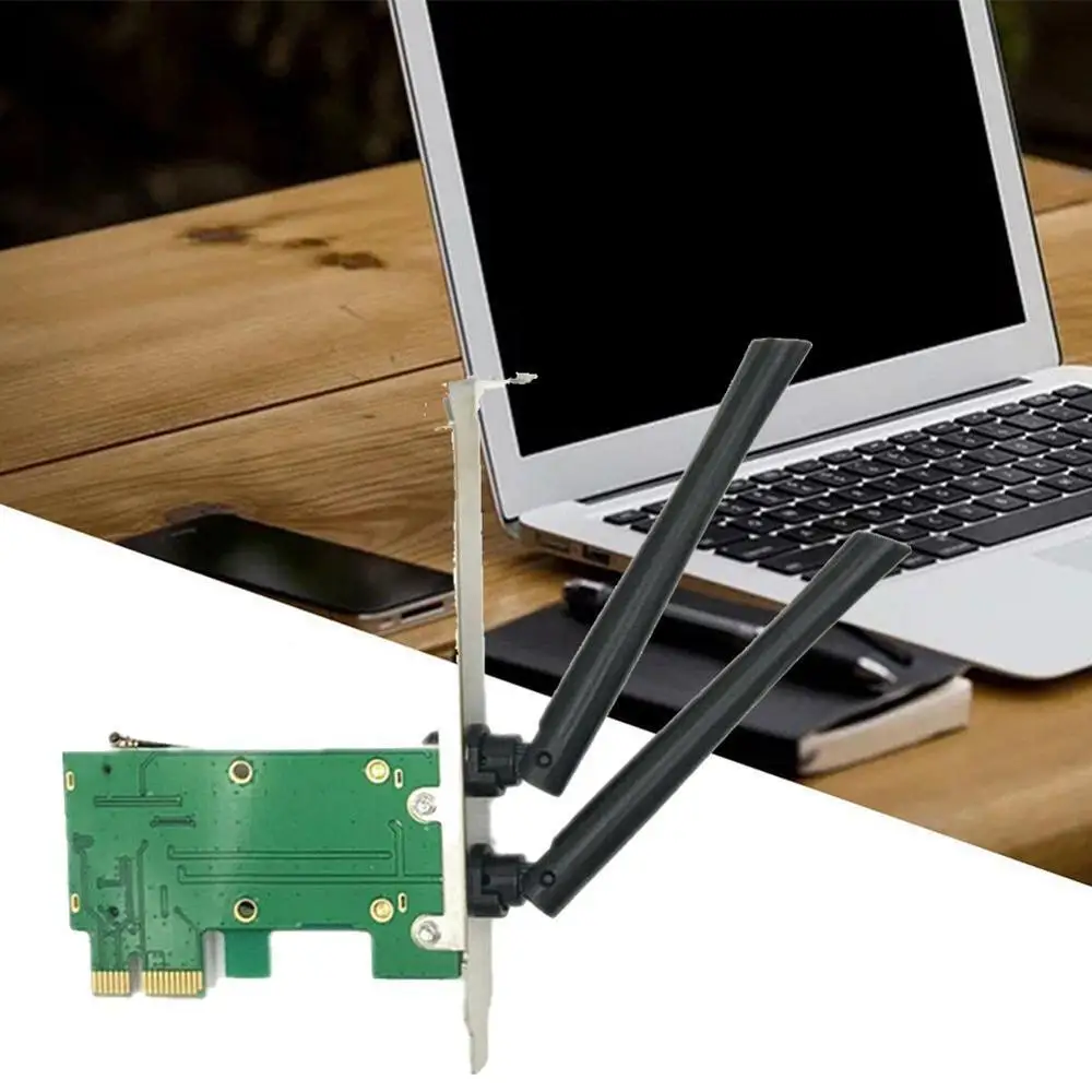 Беспроводная Wi-Fi сетевая карта Mini PCI-E к 1X Desktop + антенны адаптера 2 V7G2 | Компьютеры и