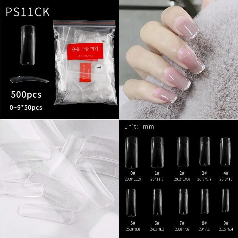 

High Quality UV Gel Polish Fake Nails With Glue French Manicure Artificial Nail Tips Faux Ongles Fingertip False Toenail White
