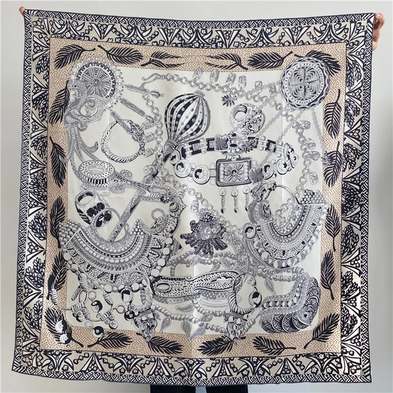 100% Шелковый головной платок Египетский скипетр модный квадратный шелковый