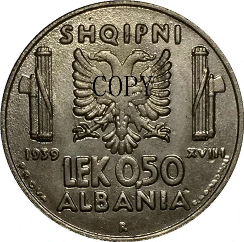 Копия монеты 24 мм Албания 1939 0 5 | Дом и сад