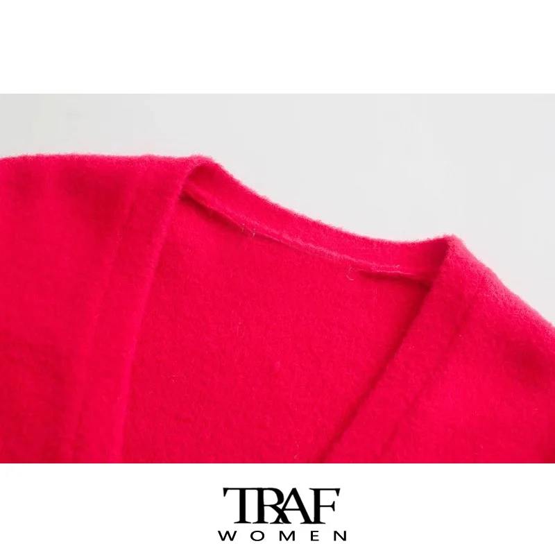 Женский вязаный кардиган с пуговицами V-образным вырезом и длинным рукавом |