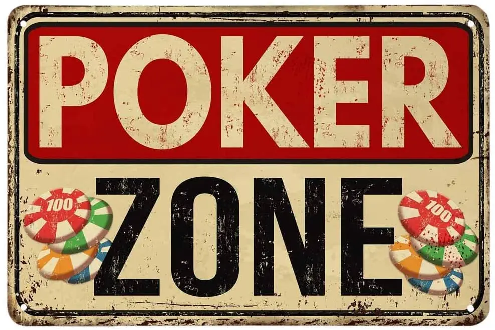 

Tin Metal Signs,Vintage Posters decorations,Poker Zone Signs for Cafes Bars Pubs Shop Wall Decorative Funny Signs,12X8 Inches