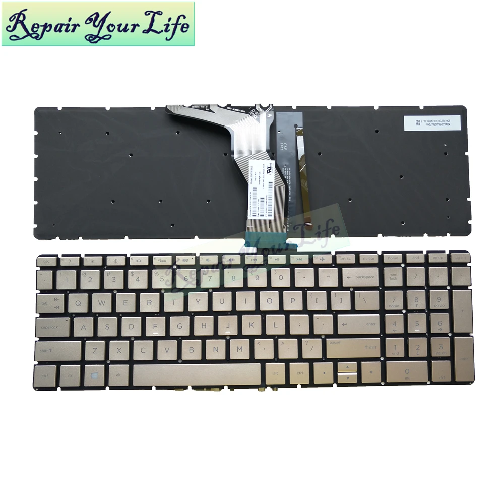 Teclado para Laptop hp Envy X360 15m 15-bp 15-bp015 15-bw 250 g6 com Retroiluminado Dourado 9090320-xua