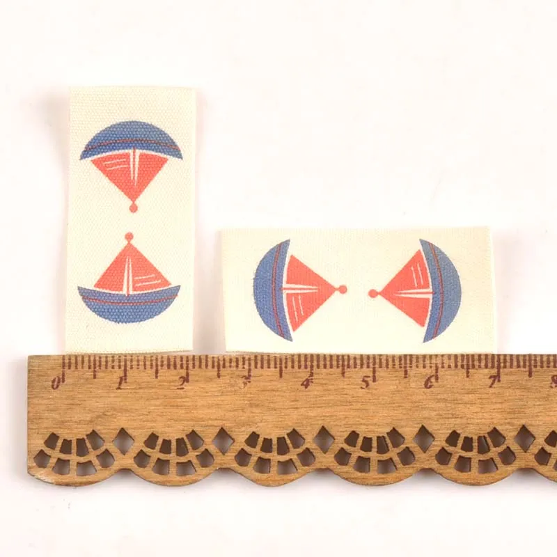 Смешанные 50 шт навигационные печатные бежевые хлопковые тканые этикетки для