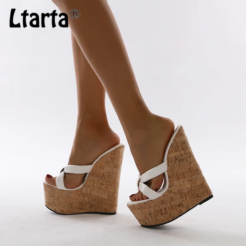 

LTARTA Summer Women's Shoes Fashion Color Matching Cross Platform Heel Sandals High Water Platform Open Toe Slippers CWF