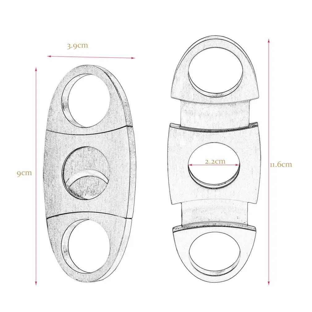 

Pocket Size Classic Comfortable Grip Stainless Steel Double Blade Cigar Cutter Knife Scissors Shears For Cigar Cutting SilverHot