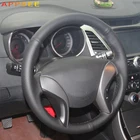 Черная кожаная мужская прошитая вручную чехол рулевого колеса автомобиля для Hyundai Elantra 2011 2012 2013 2014 Avante I30