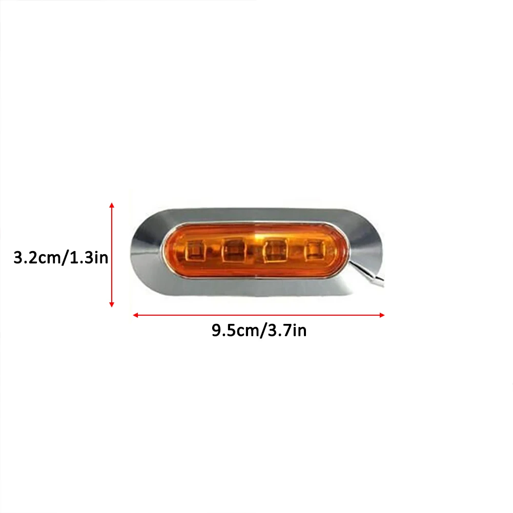 

10Pcs Amber 4 SMD 12/24V LED Side Marker Tail Light Clearance Lamp Truck Trailer