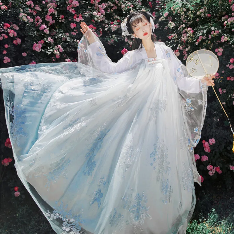 

New Hanfu Dress For Women Chinese Style Traditional Ancient Summer Fairy Female Clothes Elegant Improved Pink/Blue Hanfu DQL3884