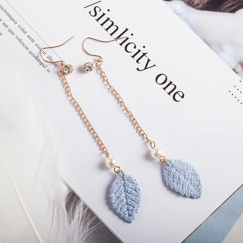 Горячая многоцветный лист форма кристалл серьги длинный Фонд темперамент