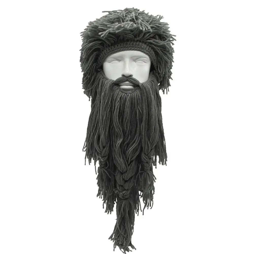 Съемная вязаная шапка с бородой Мужская цепь из нержавеющей стали на Хэллоуин