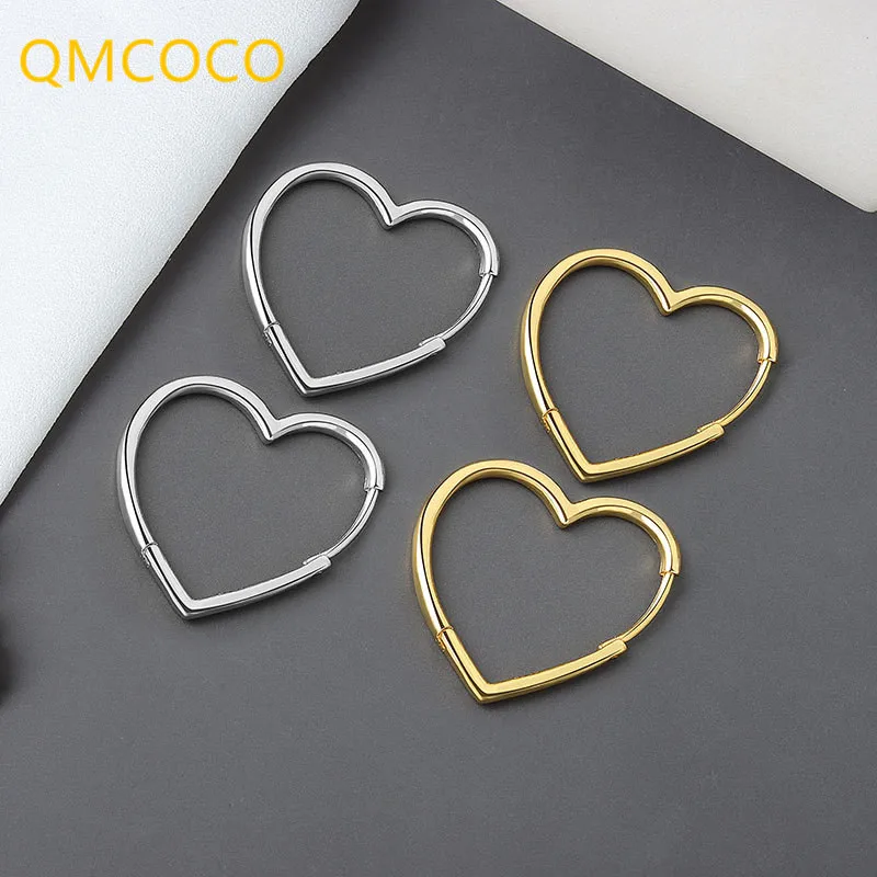 Новые Модные Элегантные серьги-гвоздики QMCOCO в форме сердца для женщин в Корейском стиле очаровательные серьги-обручи ювелирные изделия