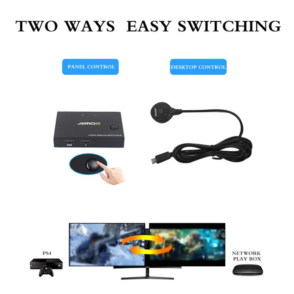 KVM-переключатель, 2 порта usb-хаб/HDMI, KVM-переключатель 2 в 1, HDMI KVM-переключатель, видеодисплей, разветвитель для компьютера 4K usb-хаб от AliExpress WW