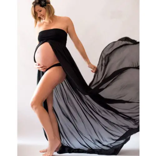 Летнее Длинное Платье Макси для беременных женщин сексуальные шифоновые с