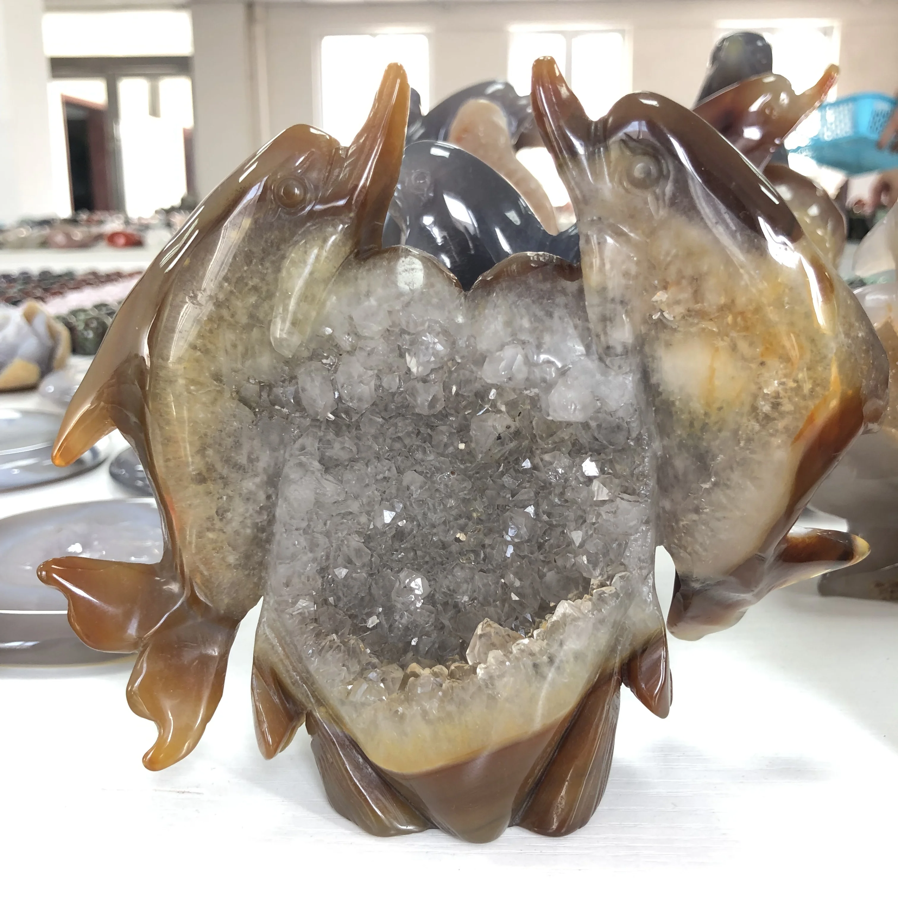 Природный хрусталь агат дельфин кластер драгоценный камень фэн-шуй рисование