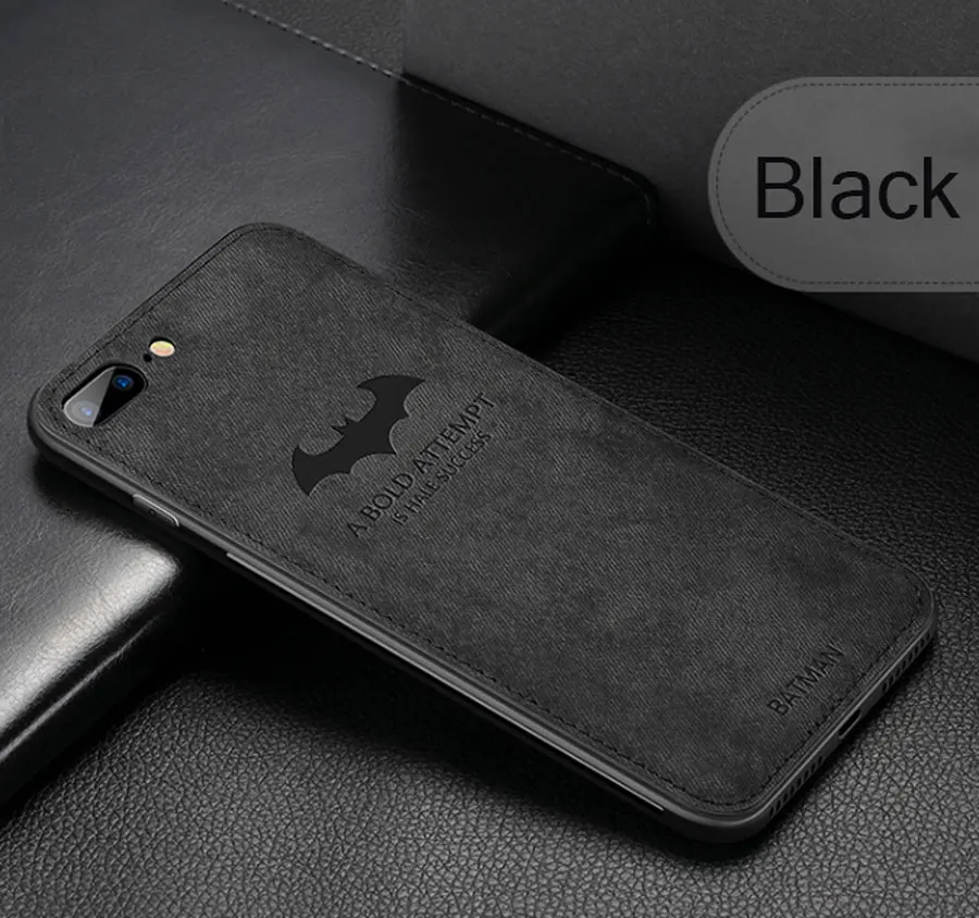 Мягкий тканевый художественный кожаный чехол летучая мышь для iphone 11 Pro XS MAX XR X 6 6s 7 8 Plus силиконовый+ кожаный чехол с узором чехол s capa - Цвет: BAT Black