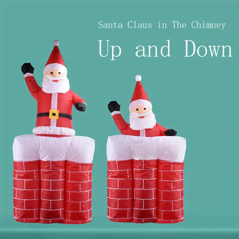 

5.4FT Outdoor Inflatable Climbing Chimney Santa Claus LED Lighted Christmas Ornament Airblown Home Yard Decoration New Year Deco