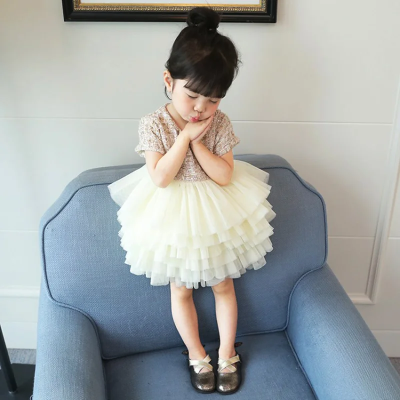 Весенне-летнее платье-пачка для девочек многослойное платье малышей Детское