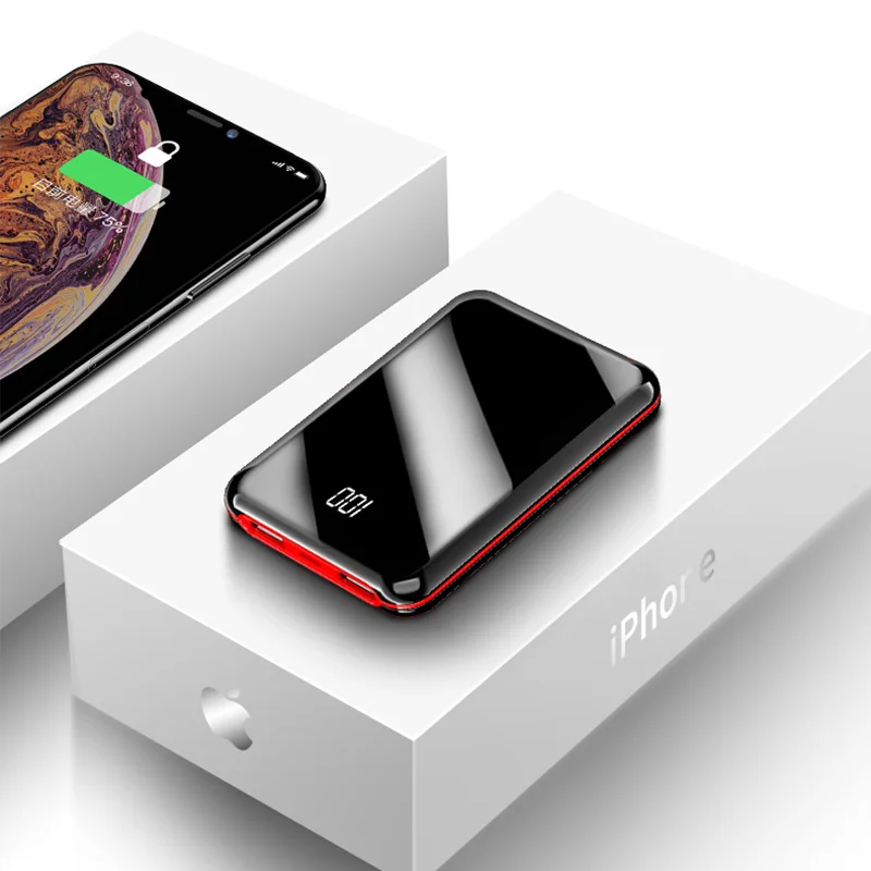 red ROCK Min 10000 мАч Внешний аккумулятор для xiaomi iPhone с ЖК-дисплеем, портативное зарядное устройство, внешний аккумулятор, внешний аккумулятор, быстрая зарядка - Цвет: red
