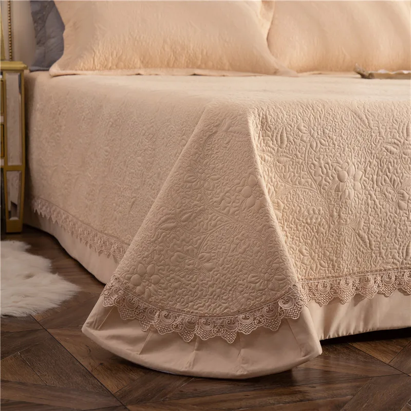 New 1pc 245x245cm and 245x265cm gray white cotton Bedspread and 2pcs pillowcase blanket Duvet Quilt bed cover