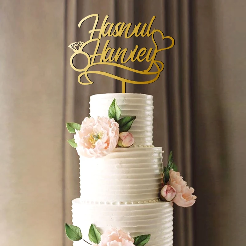 

XY-Custom Wedding Cake Topper Personalized Name Wedding Cake Topper Customized Names Cake Topper gold Acrylic Wedding Decoration