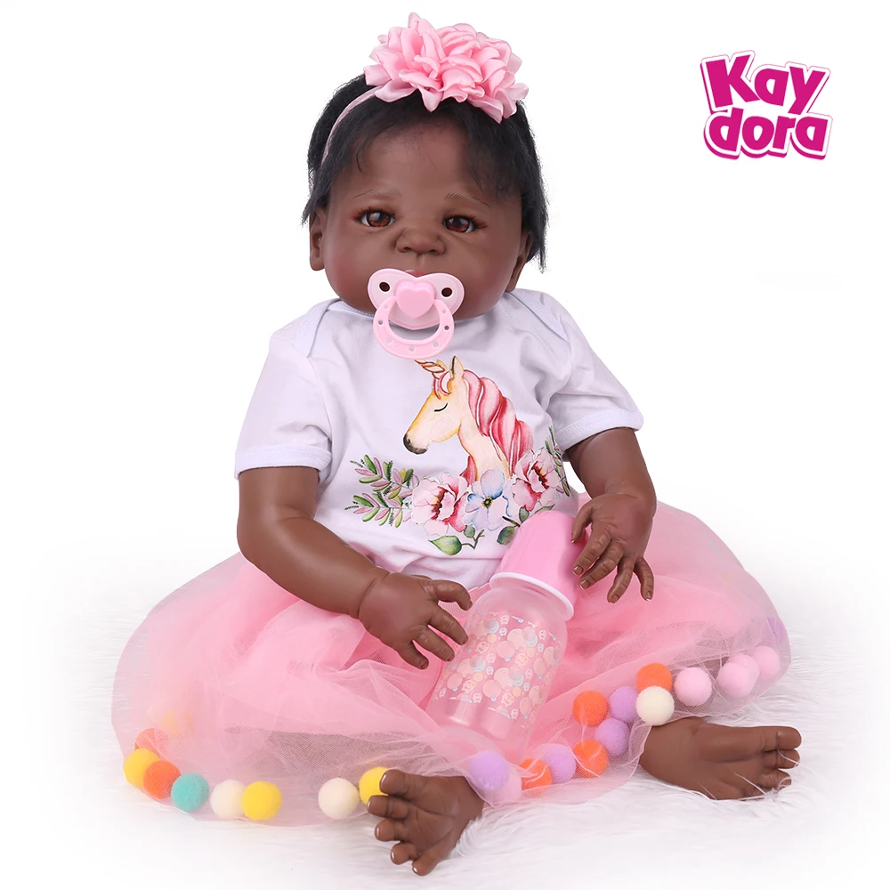 22 дюймовая полностью виниловая черная африканская кукла девочка силиконовые