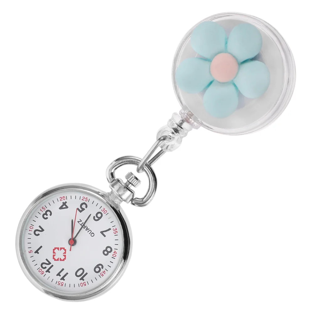 

Alloy Badge Watch Lovely Cartoon Flower Pattern Clip-on Nurse Pocket Watch Gift