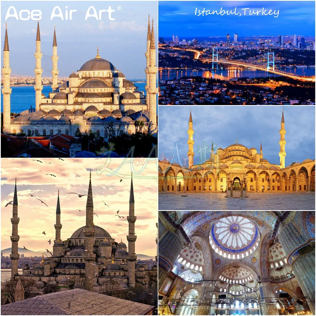 

Istanbul Scenery Blue Faith Mosque 5D DIY Islamic Diamond Painting Turkey Sultan Ahmed Mosque with Square Rhinestones for Decor