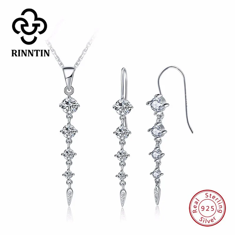 Комплект из колье и серёг серебра 925 пробы с фианитом|jewelry sets|necklace anecklace necklace |