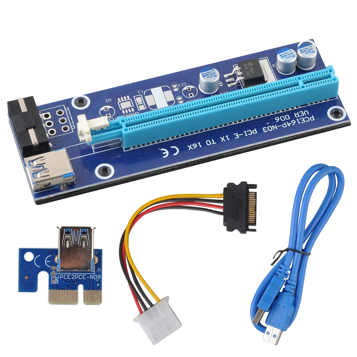 6 упаковок PCI-E Райзер Экспресс-кабель от 16X до 1X ( Dual-6pin / MOLEX) Ethernet ETH Майнер питание