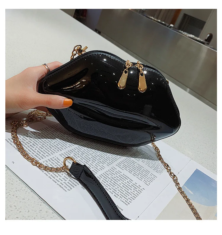 Новинка 2019 жесткая сумка в виде ракушки красный рот ПВХ маленькая квадратная