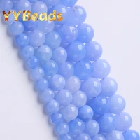 natural stone beads smooth blue angelite stone round loose beads for jewelry making diy bracelet accessories 6 8 10mm 15 strand