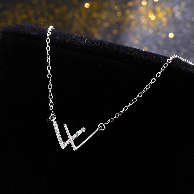 Модное серебряное женское ожерелье с буквой W, кристаллами и бриллиантами-подвесками, украшение на цепочке для свадебной вечеринки и подарок.