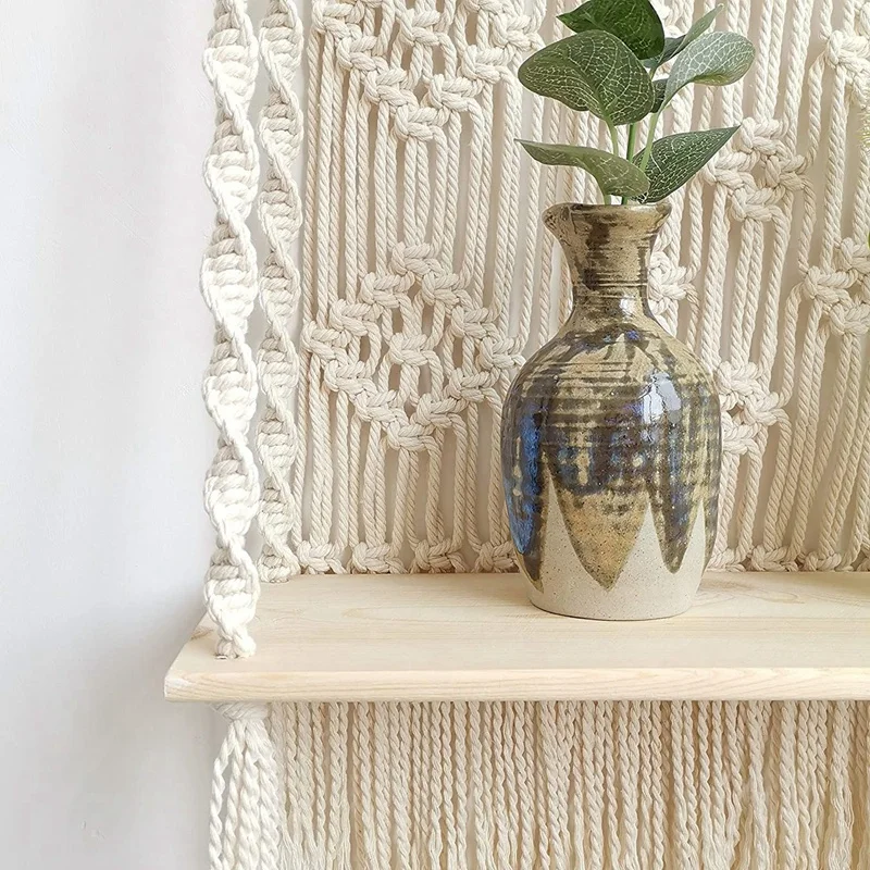 

Handmade Lace Wall Hanging Rack Indoor Rope Plant Hanger Rope Plant Hanger Hand-Woven Tapestry Rack for Decoration