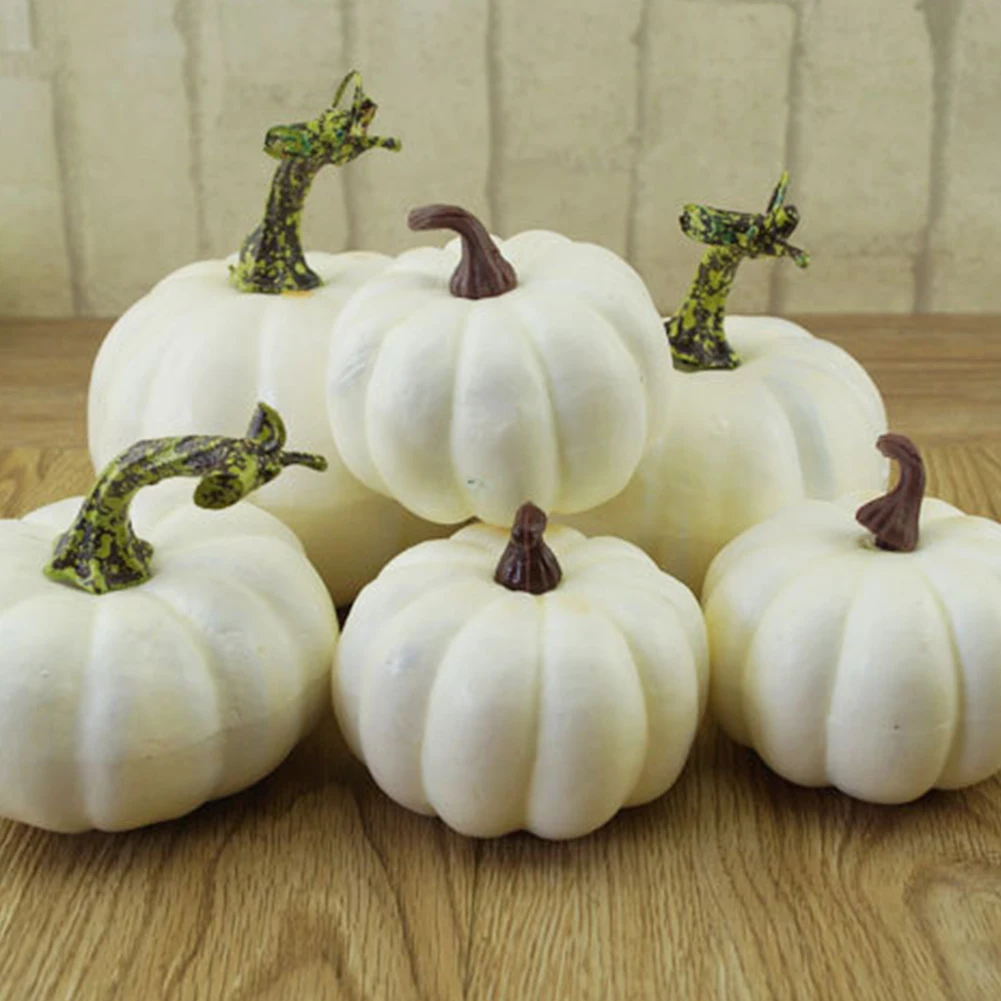 

6/12Pcs Set Halloween Artificial Mini Pumpkins Foam White Thanksgiving Autumn Harvest Pumpkin Decorations Prop