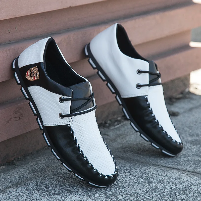 

Hot sale spring men peas shoes men's board shoes trendy men's sports shoes all-match casual shoes lace-up men's leather shoes