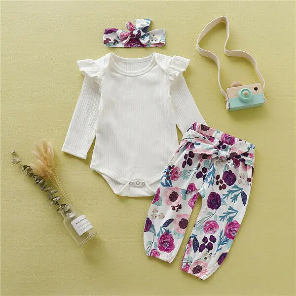 Детская одежда 2019 комбинезоны леггинсы с летящими рукавами для новорожденных