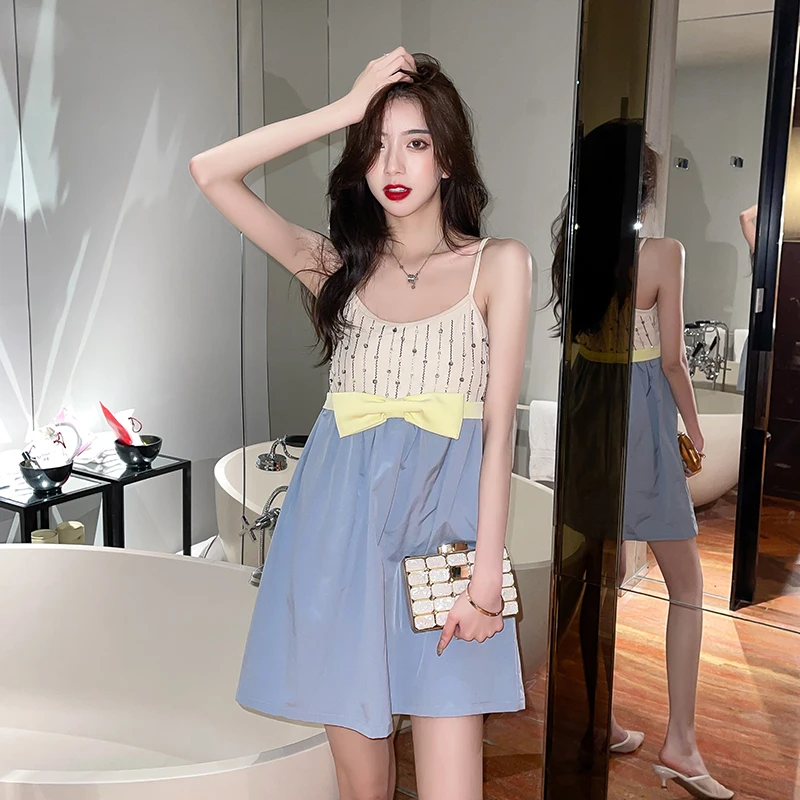 

French dress in spring, summer, the new women's clothing design feeling small restore ancient ways small condole belt skirt in s