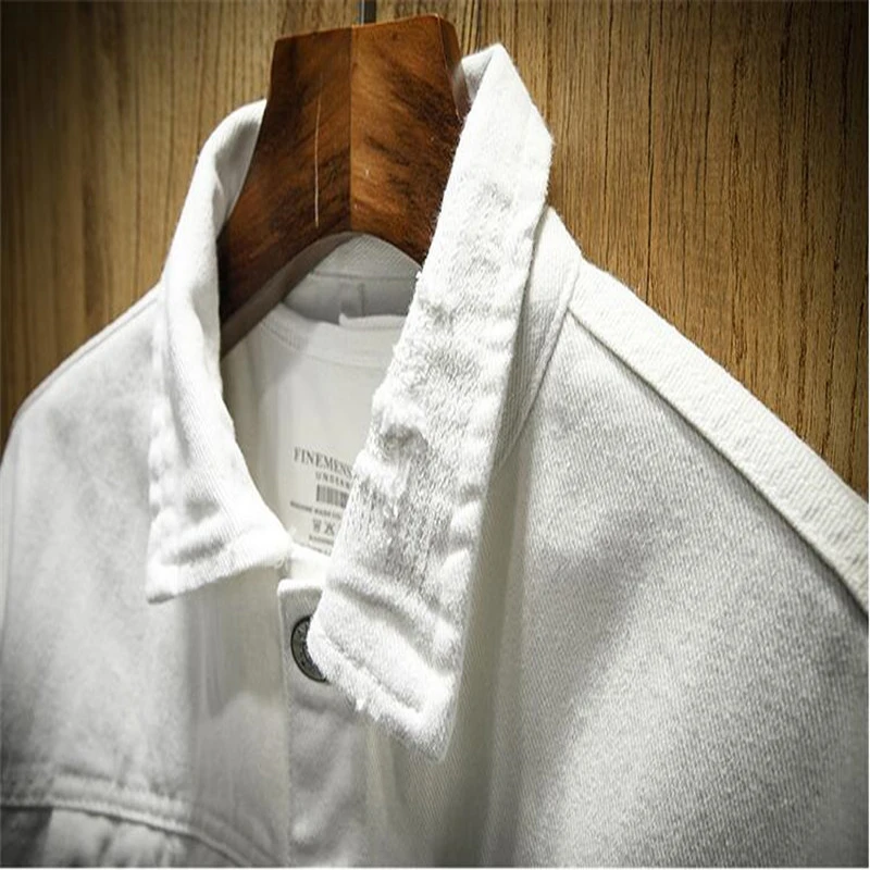 

Men Jeans Jackets Fashion Trendy Hip Hop Streetwear Holes Adult Students Casual Outwear Male Women Distressed Solid Coat Autumn