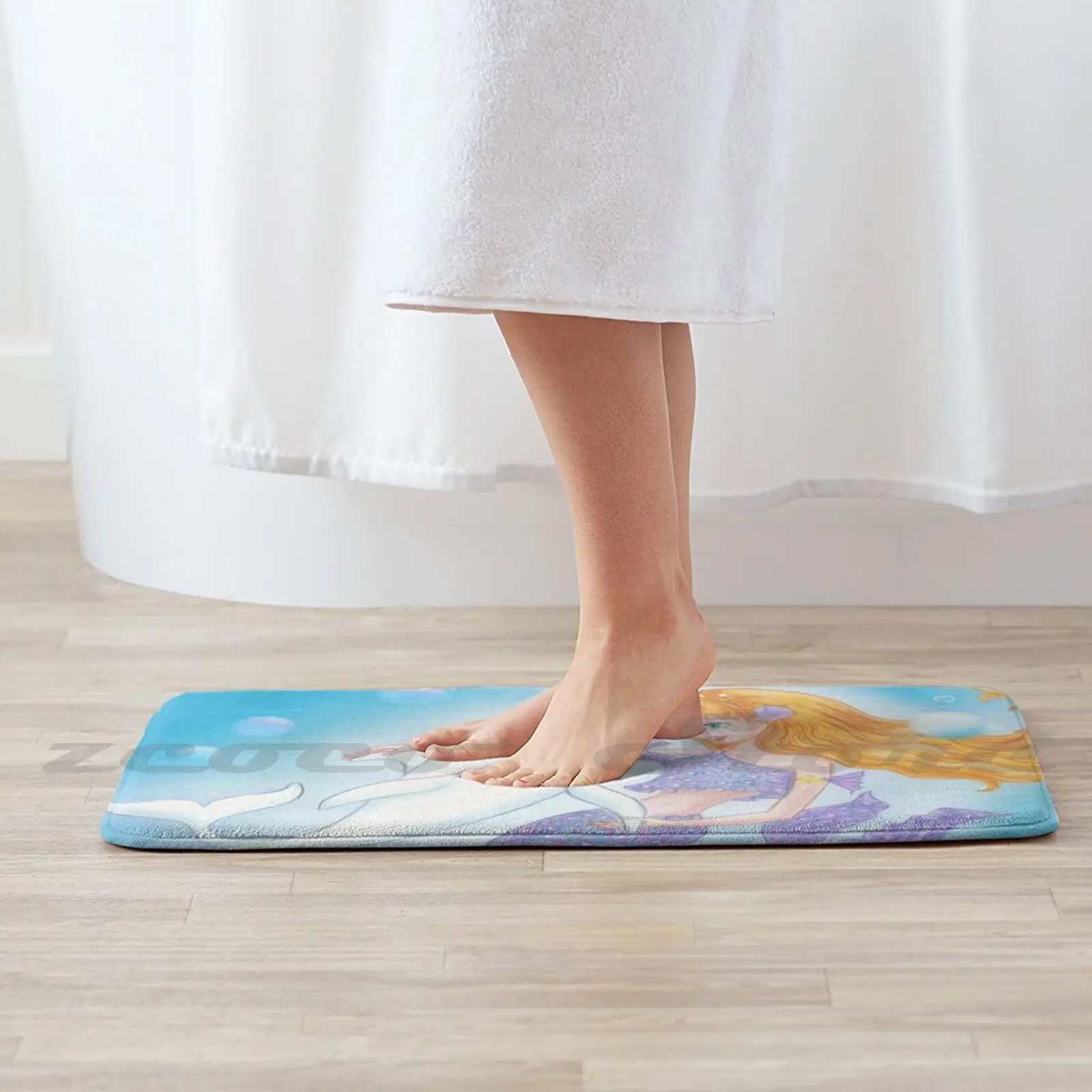 The Little Dolphin Soft Non-Slip Mat Rug Carpet Cushion Mermaid Children Illustration Ocean Fairy Tail Wonder | Дом и сад