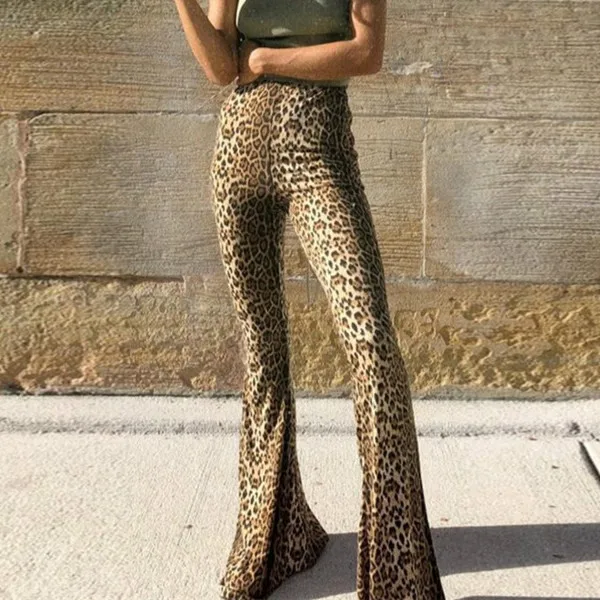 Новое поступление 2020 зимние леопардовые женские широкие брюки с высокой талией