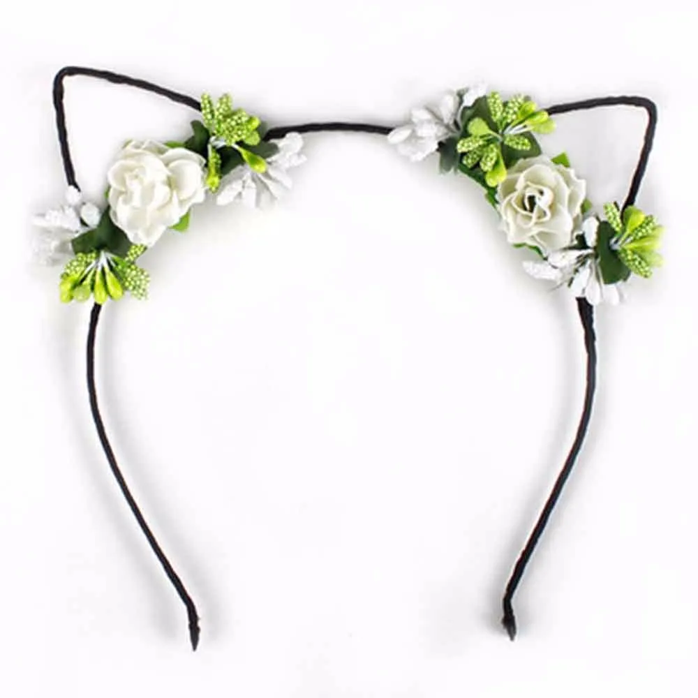 Ободок для волос детский с кошачьими ушками модная повязка на голову цветами