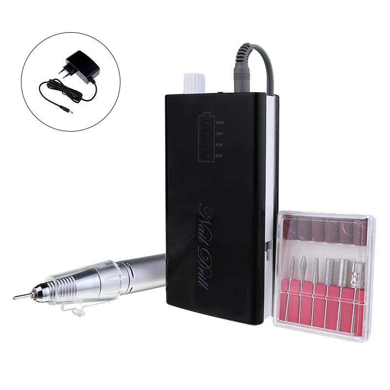 Black EU plug 30000 об/мин портативные электрические сверла для ногтей, машинка для маникюра, педикюра, перезаряжаемая, контроль скорости, набор для маникюра, оборудования для ногтей, штепсельная вилка европейского стандарта - Цвет: Black EU plug