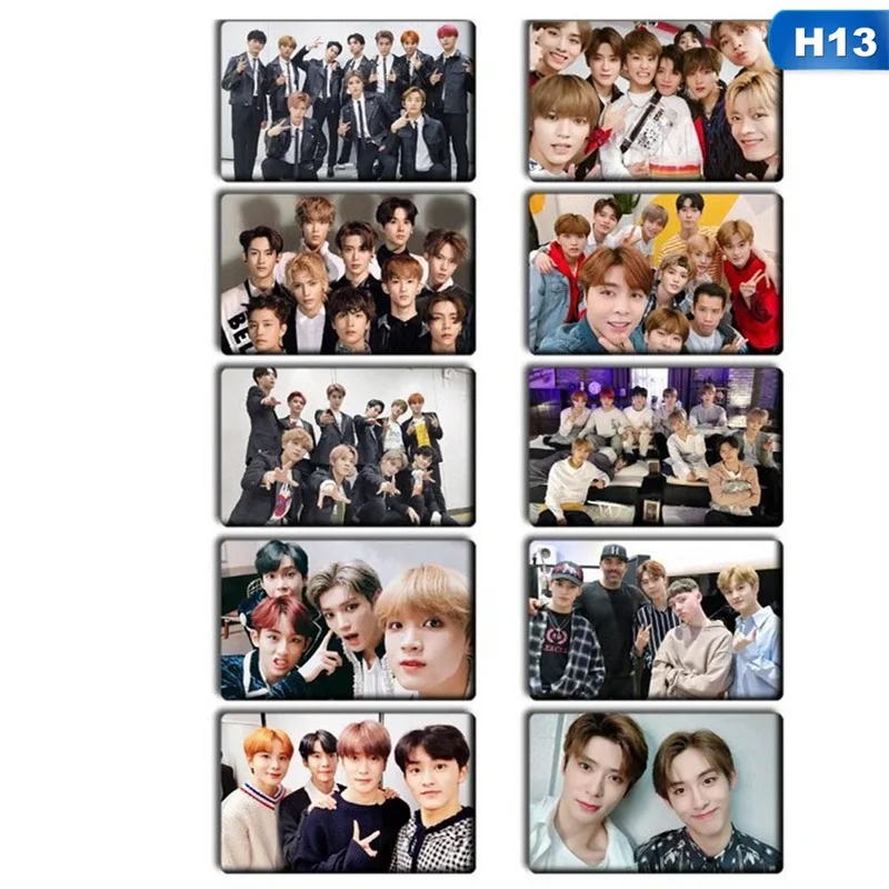 H13 10 шт./компл. k-pop NCT 127 мини-альбом карты с кристаллами наклейки автограф фотокарты бумажные карты - Цвет: H13