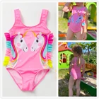 Купальник для девочек, 2021, с единорогом, цельный купальный костюм для девочек, детская летняя пляжная одежда, Модный Купальник для девочек, 9069