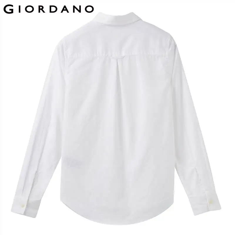 Женская рубашка из ткани Оксфорд Giordano Классическая однотонная блузка с отложным