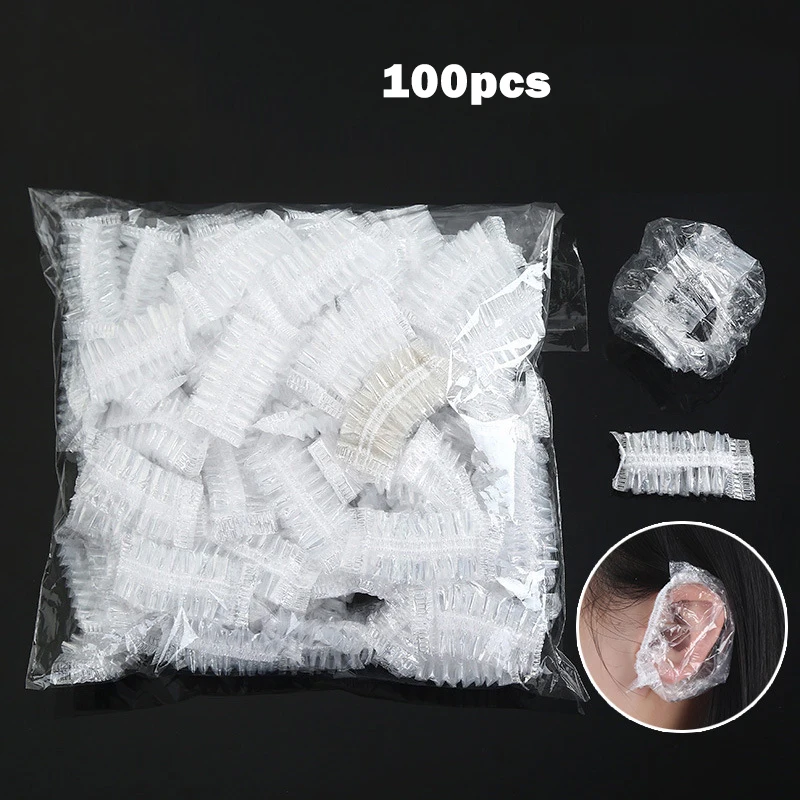 100 шт одноразовый пластиковый водонепроницаемый защитный чехол для ушей s